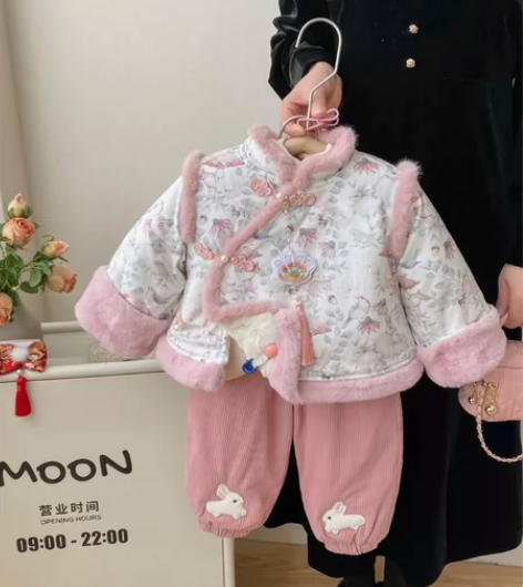 女童汉服过年拜年服秋冬季儿童中国风唐装加厚...