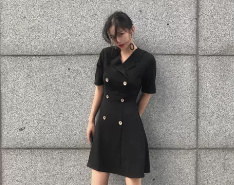 港味复古chic赫本小黑裙冷淡风蓬蓬连衣裙...
