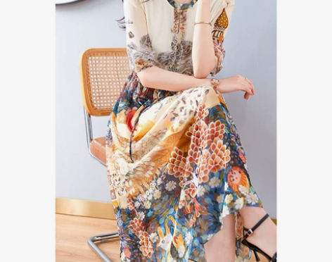 清仓捡漏~专柜撤柜高级感真丝连衣裙女夏装民...
