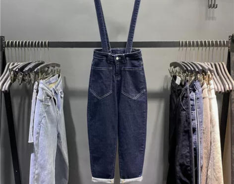 ?欧洲站2021春夏新款个性两穿牛仔背带裤...