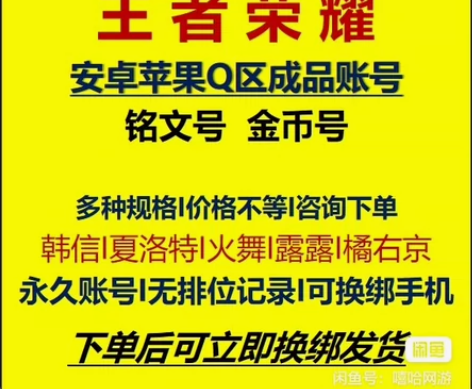 王者荣耀金币号/满铭文/SNK/韩信号/橘...