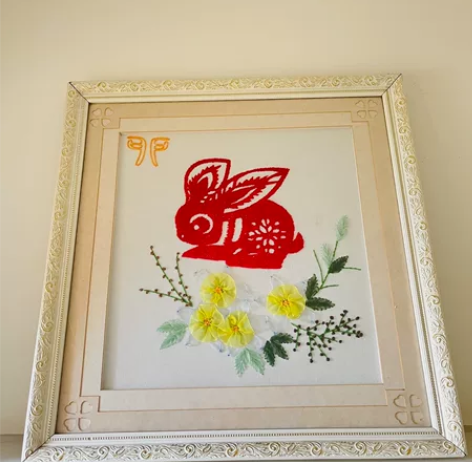 纯手工刺绣挂画[比心][比心] 油画边框 ...