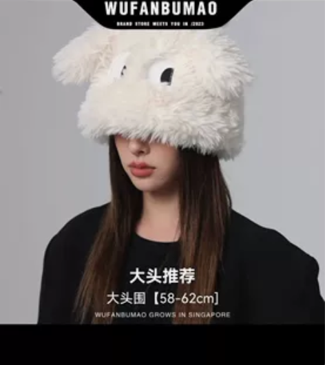 无范不冒 可爱毛茸茸帽 2顶2个颜色 网红...