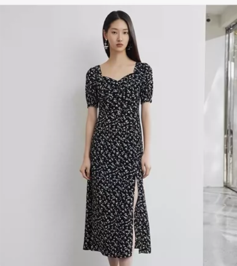 tky shop碎花连衣裙s码，穿一洗一，...