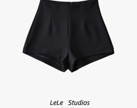 黑色短裤女性感高腰紧身弹力包臀裤小个子百搭...