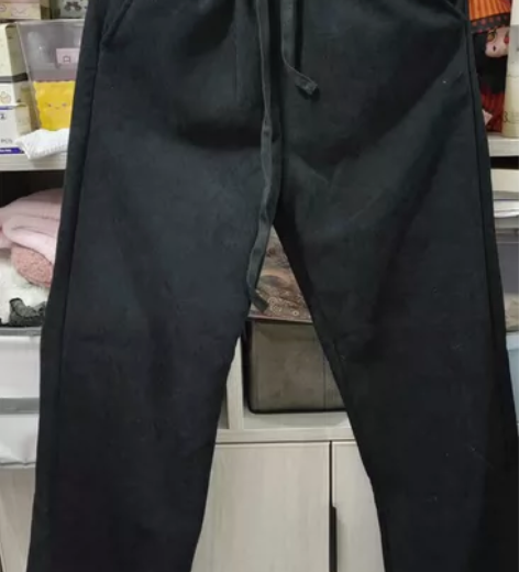 加绒木棉绒阔腿裤女秋冬款高腰垂感休闲拖地窄...