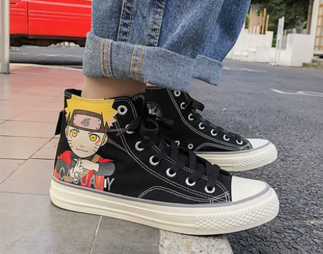 ?儿童帆布鞋夏季高帮男童鞋15岁火影忍者中...