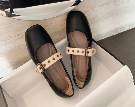 半曲复古玛丽珍鞋女一字扣2021新款奶奶鞋...