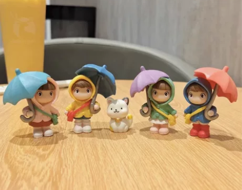 5件套可爱卡通桌面撑雨伞人物小摆件ins风...