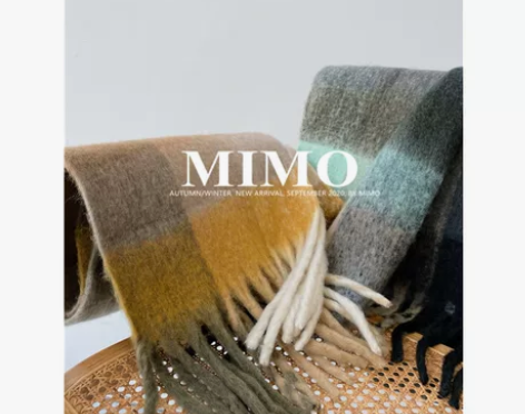 MIMO|冬季厚实马海毛大格纹围巾女 感兴...
