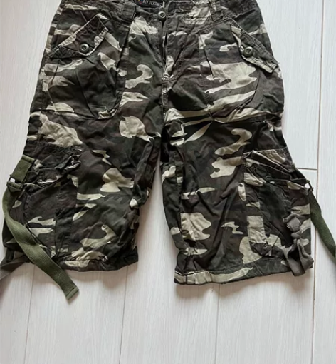 女士迷彩短裤美式复古街头拉美潮牌工装做旧迷...