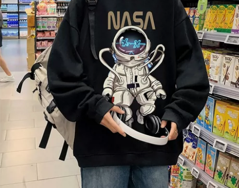 宇航员卫衣男加绒加厚春秋连帽ins大码百搭...