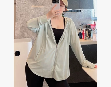 大码瑜伽外套女胖mm健身跑步速干衣宽松晨跑...