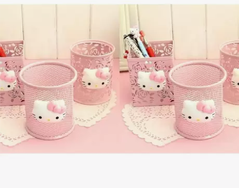 创意粉色可爱笔筒女孩桌面时尚收纳盒小学生桌...