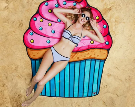 沙滩巾超轻游泳防晒巾圆形沙滩垫海边沙滩披巾...