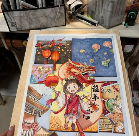 代画手抄报主题画板绘漫画等手绘儿童画中秋节...