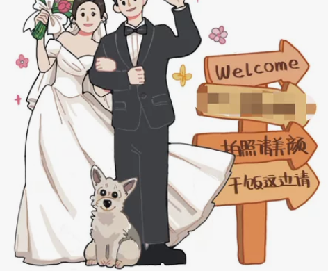 手绘头像Q版情侣婚礼婚纱照定制卡通人物人形...