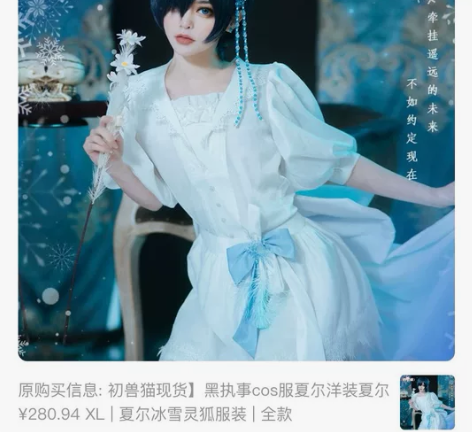 出夏尔c服  冰雪灵狐 仅穿过一次 可直拍...