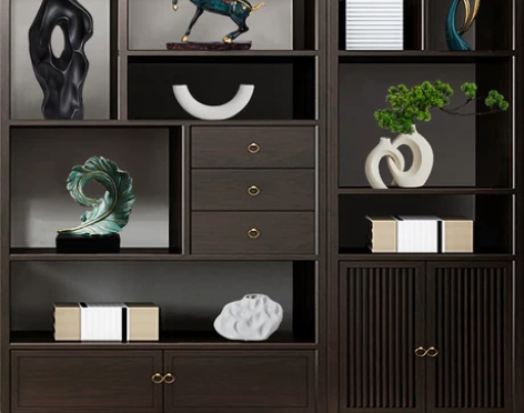 新中式招财摆件酒店客厅展示柜高档装饰品电视...