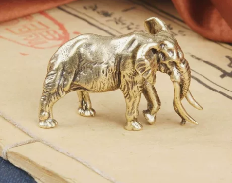 实心黄铜猛犸象桌面摆件 大象铜雕工艺品文玩...