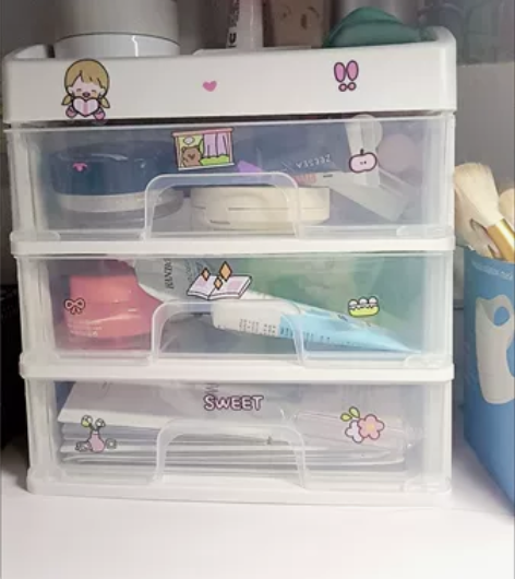 （4层9.98元）ins少女心桌面收纳盒抽...