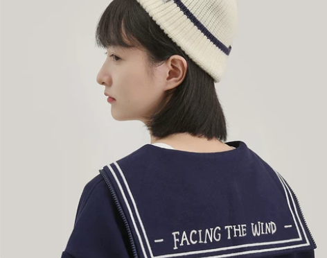 云朵工厂八头船条纹针织水兵帽瓜皮帽韩版毛线...