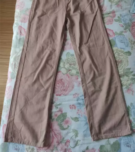 美式复古脏粉色直筒牛仔裤女夏季新款高腰宽松...