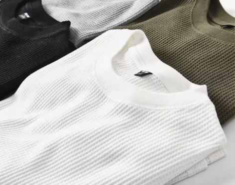 日单U家外贸尾货剪标潮流华夫格圆领长袖T恤...