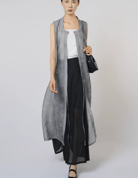 桃气佳人原创暗香梅花纹比甲日常通勤简约改良...