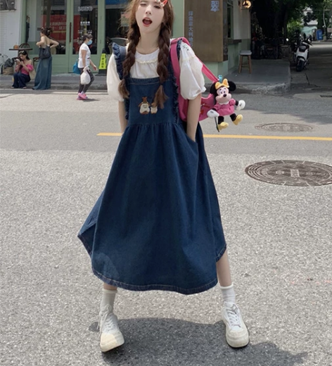 背带裙 背带连衣裙牛仔女夏季韩版2023新...