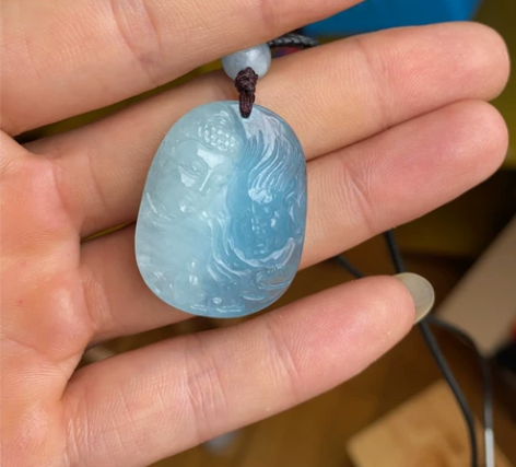 海蓝宝 一念之间 佛魔之间 巧雕 吊坠 天...