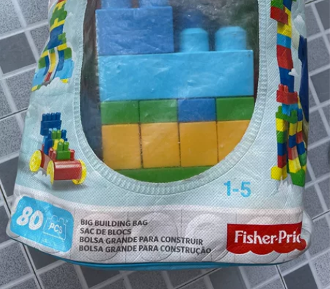 费雪美高积木大袋装80片大颗粒早教玩具防吞...