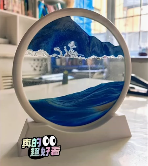 创意流沙画沙漏摆件山水画客厅玄关高档装饰品...