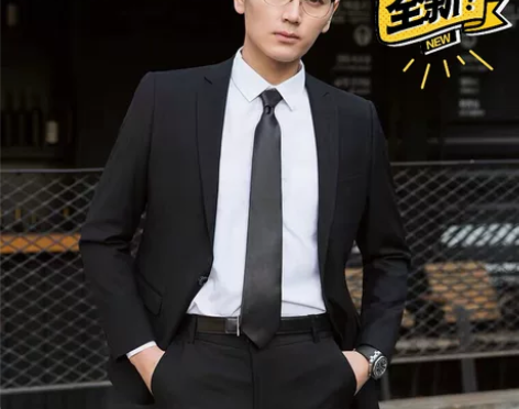 ?男士西服外套 黑色西服外套 韩版修身 伴...