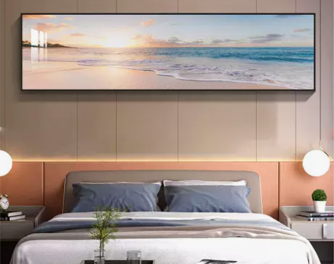现代简约卧室装饰画主卧温馨床头挂画大气海景...