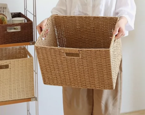 【清库存】宜家同款日式储物盒草编藤编收纳框...