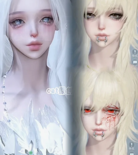 琼瑶-三妆容丨cat原创 逆水寒手游捏脸女...