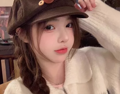 脏坨坨【榛果咖啡】日系灯芯绒报童帽女显脸小...