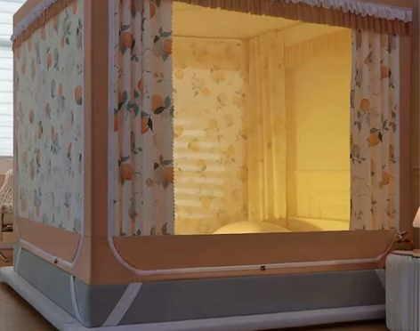 2024新款防摔蚊帐家用坐床式加厚加密床帘...