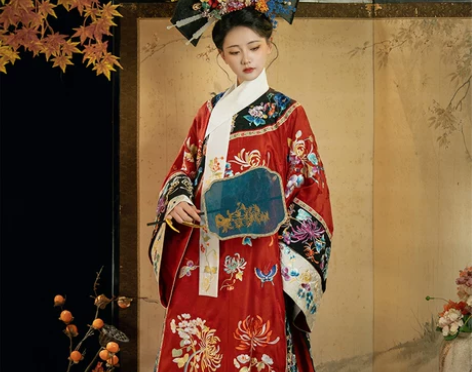 花唐骏世寻花影古装旗袍清代氅衣汉服满清旗装...