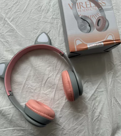 P47猫耳朵发光头戴式无线蓝牙耳机可插卡折...