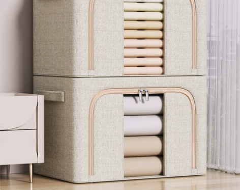 天山棉麻衣服收纳箱家用衣柜大容量装衣物整理...