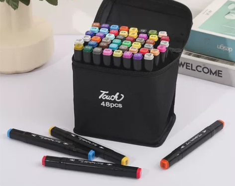 touch双头黑色马克笔套装速干油性彩色画...