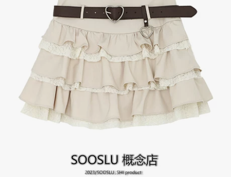 SOOSLU 复古半身裙女夏季新款高腰显瘦...