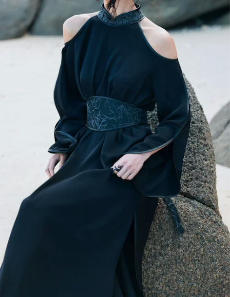 送腰封!!!大青龙肆新中式镂空连衣裙女夏季...