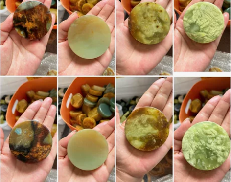 #玉石 岫玉手镯心毛料“未抛光”只打磨了边...