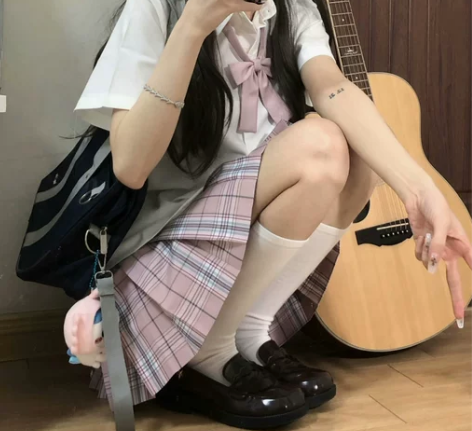 京都恋岛/本治高等原创粉色JK格裙春夏百褶...