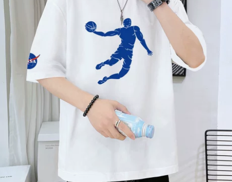 飞人扣篮100%棉短袖t恤男宽松青少年体恤...