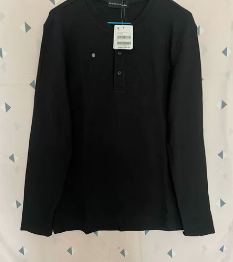 正品佐丹奴，全新L码男装华夫格长袖T恤 带...