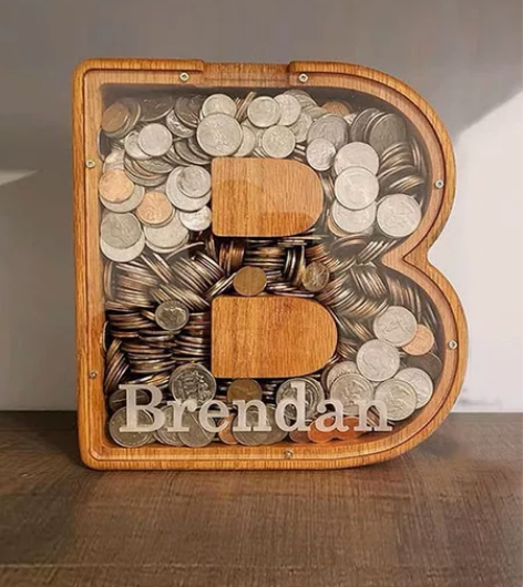 【捡漏木质存钱箱】木制英文存钱罐儿童可取存...